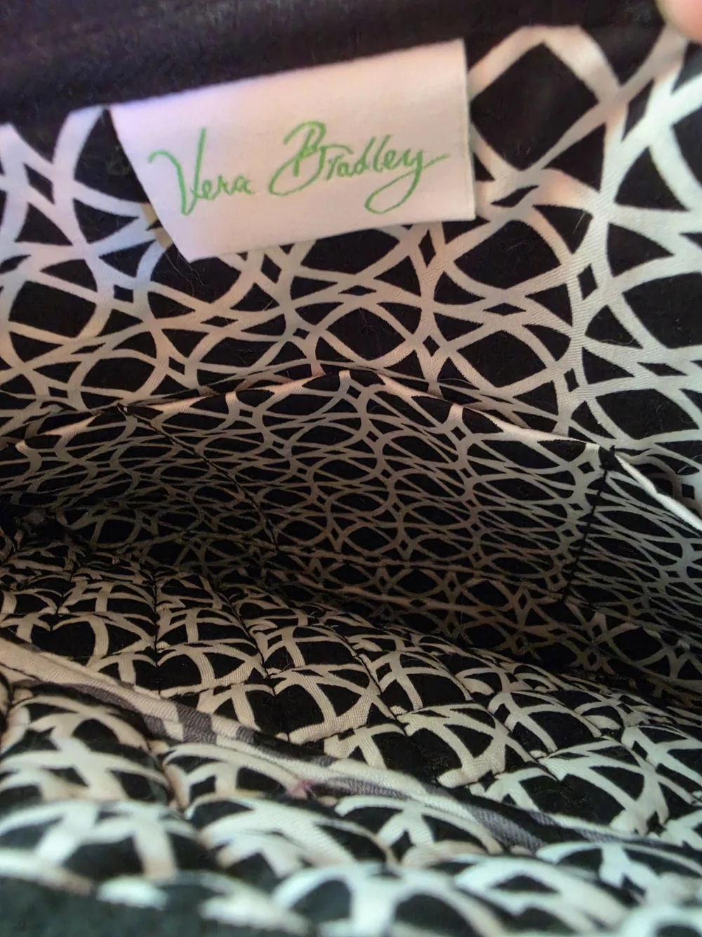 Vera Bradley Black & White Floral And Geometric Quilted Shoulder/Cross Body Bag